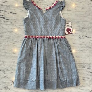 New Girls Gabby Blue Dot Pink Fringe Dress